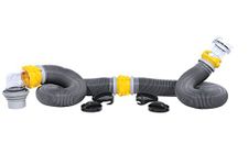 Camco Deluxe Sewer Hose Kit with Swivel Fittings, Clear Elbow Fitting, Hoses, Storage Caps, and Bonus Clear Extender, 20 Feet (39658)