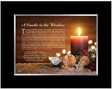 Candle in The Window Framed Irish Coin Collection | Irish Christmas Legend Tabletop Black Wood Frame with Easel |Irish Large Cent, Penny and Three Pence | Certificate of Authenticity – American Coin