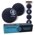 J Bryant Squash Balls 4 Pack, Single Blue Dot Rubber Squash Ball for Beginners and Kids Competition Training