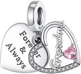 Aiftiko love you grandma heart dangle Charm 925 Sterling Silver,Jewelry Bead Gift for Women Bracelet&Necklace