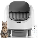 Open-Top Self-Cleaning Cat Litter Box,Large Capacity Automatic Cat Litter Box Self Cleaning for Multiple Cats,APP Control,Dual Safety Sensors,Includes 1 Roll Trash Bag and Cleaning Kit,White