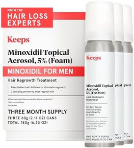 Keeps Minoxidil for Men Topical Hair Loss Aerosol Minoxidil Foam 5%, Hair Growth Treatment - Slows Hair Loss & Promotes Hair Regrowth - 3 Month Supply (3 x 2.11oz Bottles) - For Thicker, Longer Hair