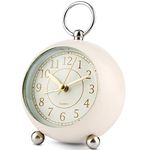 FIOLOM Silent Alarm Clocks Bedside Non Ticking Battery Powered Analogue Alarm Clock Bedroom Retro Simple Desk Clock Light Quiet Table Clock Loud Vintage Alarm Clocks for Heavy Sleepers Office