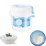 lomonmen Yogurt Strainer,Yogurt Maker with Fine Mesh Bag,Greek Yogurt Maker with Lid,Reusable Yogurt Filter for Making Thick Greek Yogurt Soybean Milk(Light Blue)