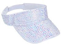 Wovanoo Rhinestones Sun Visor Hats Adjustable Sport Cap Bling Visor Caps for Women Girls AB