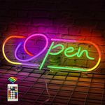 Looklight Open Neon Signs LED Neon Open Sign for Business Adjustable Brightness Neon Lights Open Led Sign for Store Restaurant Market Hotel Bar Party, Open Signs with Remote Control