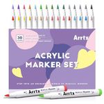 Arrtx Acrylic Paint Pens 30A Colors,Acrylic Paint Markers,Brush Tip Acrylic Pens Acrylic Markers for Rock Painting,Wood,Ceramic,Glass,Canvas,Metal,Plastic,Fabric,Stone and Diy Project