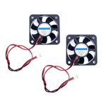 JZK 2pcs 50x50x10 mm 2pin DC 5V mini silent cooling fan with wires, 5010 small quiet cooling fan 50mm, 5cm 5V brushless DC fan, 3D printer fan with cable and connector