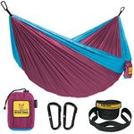 Wise Owl Outfitters Hammock for Camping Double Hammocks Gear for The Outdoors Backpacking Survival or Travel - Portable Lightweight Parachute Nylon DO Fuchsia Sky Blue