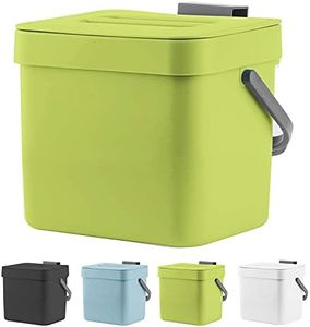 LALASTAR 1.8 Gallon Hanging Trash Can, Green, Plastic, Compost Bin Indoor Kitchen Sealed, Small Trash Can with Lid, Mountable