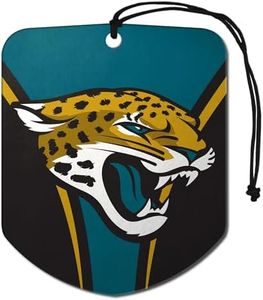 FANMATS 61573 NFL Jacksonville Jaguars Hanging Car Air Freshener, 2 Pack, Black Ice Scent, Odor Eliminator, Shield Design with Team Logo