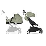 BABYZEN YOYO2 Complete Stroller - Includes Olive Bassinet, White Frame & Olive 6+ Color Pack - Suitable for Children Up to 22 kg