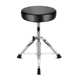 Flexzion Drum Throne - Drum Stool Padded Seat Height Adjustable Round Top Drum Chair With Sturdy Tripod Base, Anti-Slip Rubber Feet Foldable For Drummer, Percussion, Keyboard, Piano Players