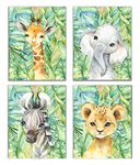 Designs by Maria Inc. Set of 4 Watercolor UNFRAMED Baby Animals Posters | Jungle Theme Nursery Decor | Baby Animal Pictures For Nursery | Zoo Animal Pictures | Baby Room Canvas Art Boy & Girl (8"x10")