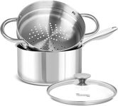 MICHELANGELO 3 Quart Saucepan with Lid & Steamer, Stainless Steel Sauce Pan with Triply Bottom, 3 QT Sauce Pot, Nonstick Saucepan Induction Compatible