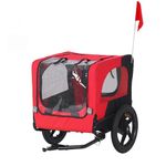 soges Foldable Dog Bicycle Trailers, Breathable Mesh Dog Bike Trailer with 2 Entrances, Dogs Cart with Internal Leash, Safety Reflectors, Red, 88IBS,30HRFQPT01-RD-Pro-CA
