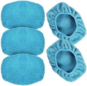 eFuncar Car Care Microfiber Cloths for Windshield Cleaning Tool, Windshield Cleanner Wand Replaceable Glass Cleaning Bonnets, Interior Auto Window Cleaner Washing Pads, Fit 5”, Blue, 5 Pack