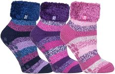 HEAT HOLDERS Womens Fluffy Bed Socks with Grips 3 Pair Multipack | Ladies Warm Fleece Lined Non Slip Socks | Winter Gifts for Her (UK 4-7, Pack 5, numeric_4)