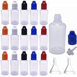 JOYWEE 30 Pack, 30ml Empty Plastic LDPE Dropper Bottle Funnel Eliquid Applicator Squeeze Dropping Bottle Thin Tip with Childproof Cap