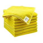 SOFTSPUN Microfiber Cleaning Cloths 8 pcs 40x40cms 220 GSM Yellow! Highly Absorbent Lint and Streak Free Multi Purpose Wash Cloth for Bike & Car Stainless Steel Silverware.…