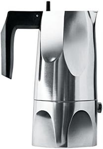 Alessi MT18/1 "Ossidiana" Stove Top Espresso 1 Cup Coffee Maker in Aluminium Casting Handle And Knob in Thermoplastic Resin, Black