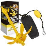 Linkloos Kayak Anchor Kit - 3.5lb with 40ft Rope & Storage Bag - Accessories for Kayaks, Canoes, SUP Boards, Small Boats, Jet Skis & PWCs - Marine Grade Vibrant Yellow