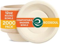 ECO SOUL 100% Compostable 12 Oz Soup Bowls [2000-Pack] Disposable dessert bowls I Heavy duty paper bowl I Eco-friendly salad bowl I Biodegradable large Bowls