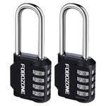 FOBOZONE Combination Padlock, 4 Digit Outdoor Waterproof Resettable Code Padlock,for Gym Locker, Cabinet,Shed, Hasp,Gate, Tool Box,School Locker Lock (L Black 2 Pack)