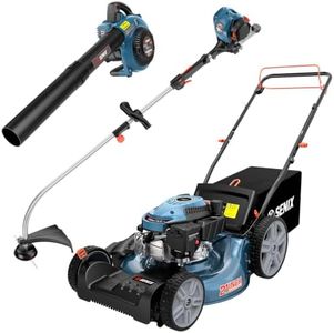 SENIX LSSG-M10 21-inch 170cc Gas Lawn Mower Self Propelled, 26.5 cc String Trimmer and 4-Cycle Leaf Blower Kit