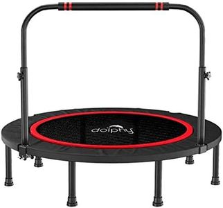 Dolphy 48" Foldable Trampoline Mini Exercise Rebounder with Adjustable Foam Handle Great for Body Fitness Training Indoor/Garden/Workout Max Load 100kg.