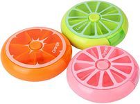 Creative Portable Mini 7 Day Weekly Circular Shape Rotary Cute Fruit Style Pill Storage Case Box（Multicolor）