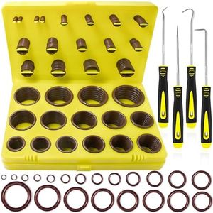 KEZE 386 Pcs Metric Viton O Ring Assortment Kit 75A Durometer 30 Sizes Brown O-Ring Set for Industrial Pressure Washer,Industrial Plumbing,Hydraulic & Cylinders Repairs with 4 Pcs Pick and Hook Set