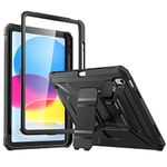 iPad 10th Generation Case 2022, TrendGate iPad 10.9'' Case Kids Lightweight Shockproof Armor Series Full Cover Built-in Screen Protector with Stand Pencil Holder for iPad 10th Generation 2022 - Black