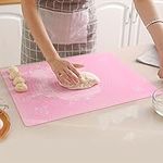 1 Pc Pink 50x40cm Non-Stick and No-Slip Silicone Baking Pastry Mat 19.7''x15.8'' Fondant Mat Dough Rolling Mat with Measurement Cookies Cake Bread Making