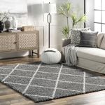 nuLOOM Tess Moroccan Shag Area Rug - 4x6 Shag Area Rug Modern/Contemporary Dark Grey/Ivory Rugs for Living Room Bedroom Dining Room Nursery