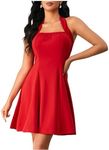 Milumia Women's Halter Mini Dress Backless A Line Flare Party Club Short Dresses Red Large