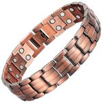 RainSo Men's Copper Bracelets Double Row Magnetic Bracelet For Men, Copper Magnetic Wristbands With Removal Tool & Jewelry Gift Box