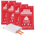 Altaz Emergency Fire Blanket for Home Kitchen - 39.4"x39.4" Flame Suppression Fiberglass Fire Blankets for Camping, Grill, Car, Office, Warehouse, Fireplace, Survival, Safety (4 Pack)