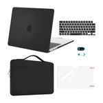 MOSISO Compatible with MacBook Air 13.6 inch Case 2022 2023 2024 Release M3 A3113 M2 A2681 Touch ID, Plastic Hard Shell&Carrying Sleeve Bag&Keyboard Cover&Webcam Cover&Screen Protector, Black