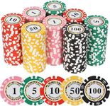 LUOBAO Premium Numbered Poker Chips for Card Board Game,for Texas Hold'em, Blackjack,Card Club or Late Night Poker Games