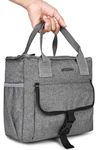 Wooum Lunch Bag for Office, Lunch Bag for Men & Women, Insulated Lunch Bag, Adult Lunch Tote Bag, Wide-Open Tiffin Bag with Handle, Side Pocket, Travel Lunch Pouch for Picnic, Grey