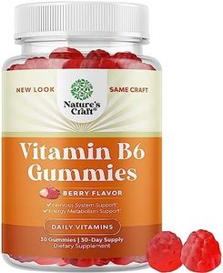 Natures Craft Potent Vitamin B6 Gummies for Adults - Strong Immunity, Mood & Nervous System Supplements for Men & Women - Vegan Vitamin B6 Pyridoxine Chews for Energy & Metabolsim Support - 30 Count