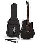 12 String Electro Acoustic Guitar Kit by Gear4music Black with Gigbag