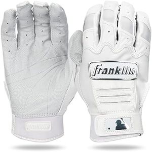 Franklin Sports MLB Batting Gloves - CFX Pro Chrome Adult + Youth Batting Gloves Pair - Baseball + Softball Batting Gloves - White - Adult Large