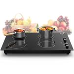 Induction Cooktop 30 Inch,6000W Induction Stove Top 4 Burner Built-in, Electric Cooktop,9 Power Levels & Knob Control,Ceramic Glass Surface, Child Safety Lock