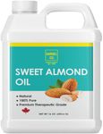 Sweet Almond Oil (16 OZ| 473 ML value size) Non- GMO, 100% Pure Skin and Hair Softener| Expeller- Pressed Great for DIY Beauty and Skincare Products| Use Alone or Add to Cream, Serum, and Lotions| Use as Carrier Oil and Non-Greasy Massage Oil| By Amriel Co