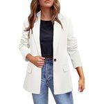 Blazers Jacket for Women UK Clearance,Ladies Solid Lapel Suit Long Sleeves Coat Cardigan Tops Tailored Coat Plus Size Casual Elegant Cardigans Business Work Formal Blazer Suits White