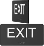 Exit Sign with Braille for Business Door - Acrylic ADA Compliant Office Door Signs for Exit with Double Sided Mounting Tape(1.8 * 7.8 In)