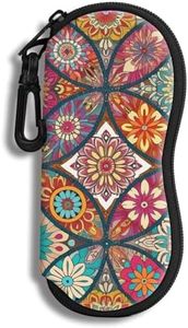 Hion Eyeglass Case Sunglasses Soft Pouch with Belt Clip Ultra Light Neoprene Zipper Eyeglass Case Printed Sunglass Bag for Stylish Portable Travel Glasses Casefor Men & Women(Mandala)