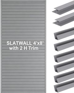 FRAYSCENT Slat Wall Paneling Garage Wall Organizer, Slatwall Panels Garage Tool Organizer Wall Mount Garage Slat Wall Storage Systems, Slat Board PVC Wall Panels (Grey, 8ftx4ft with 2H Trim)
